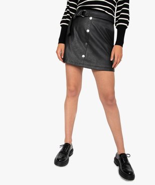 Jupe femme en synthétique imitation cuir avec ceinture vue1 - GEMO(FEMME PAP) - GEMO