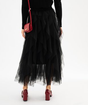 Jupe longue en tulle avec ceinture élastique femme  vue4 - GEMO(FEMME PAP) - GEMO