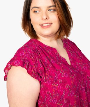 Blouse femme à motifs fleuris et rayures pailletées vue2 - GEMO (G TAILLE) - GEMO