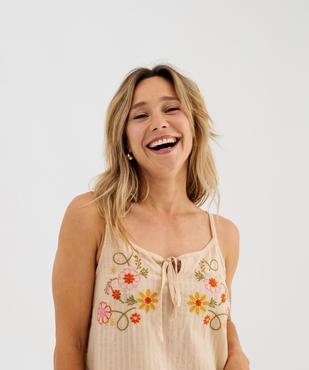 Nuisette en coton avec motifs brodés femme vue2 - GEMO(HOMWR FEM) - GEMO