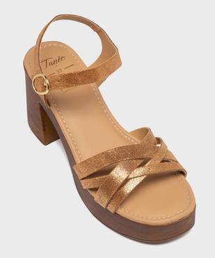 Sandales à talon et semelle plateforme en cuir femme vue5 - TANEO - GEMO