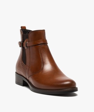 Boots femme à talon plat et bride décorative vue2 - GEMO (CASUAL) - GEMO