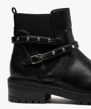 Boots femme unis à semelle crantée et bride à clous vue6 - GEMO (CASUAL) - GEMO