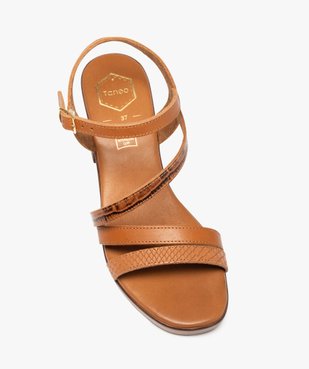 Sandales femme à talon carré et brides en cuir – Tanéo vue5 - TANEO - GEMO