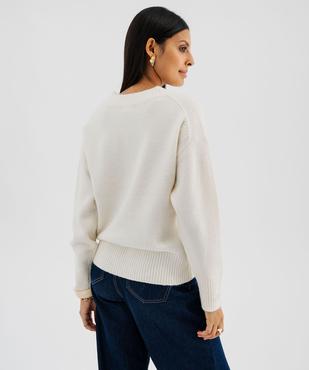Pull col V en maille douillette femme vue3 - GEMO(FEMME PAP) - GEMO