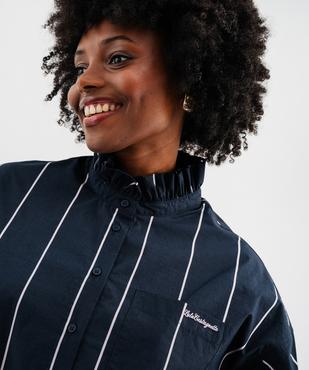 Chemise rayée à col montant pour femme - LuluCastagnette et Alizée vue3 - LULUCASTAGNETTE - GEMO