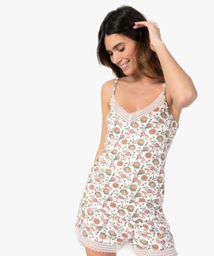 Haut de pyjama femme à fines bretelles et dentelle vue1 - GEMO(HOMWR FEM) - GEMO