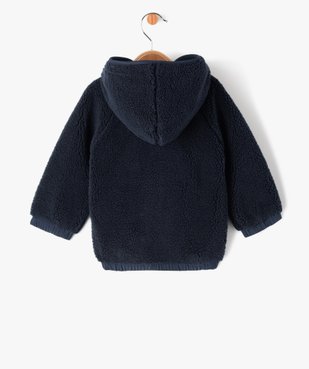 Sweat zippé à capuche en maille peluche bébé garçon vue3 - GEMO(BEBE DEBT) - GEMO