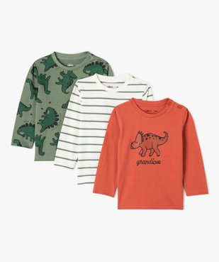 Tee-shirt bébé garçon à manches longues (lot de 3) vue1 - GEMO(BEBE DEBT) - GEMO