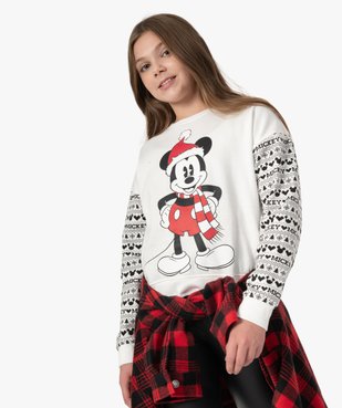 Sweat de Noël fille court avec motif Mickey - Disney vue1 - DISNEY DTR - GEMO