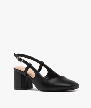 Escarpins sling-back à talon large et bout carré femme vue2 - FOLLOW ME - GEMO