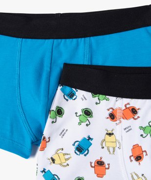 Boxers en coton stretch uni et imprimé garçon (lot de 2) vue2 - GEMO 4G GARCON - GEMO