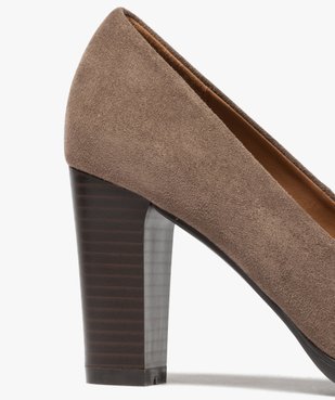 Escarpins femme en suédine unie et talon rainuré vue6 - GEMO(URBAIN) - GEMO