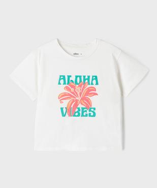 Tee-shirt manches courtes coupe oversize avec motif pailleté fille vue2 - GEMO (ENFANT) - GEMO
