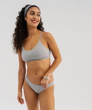 Brassière sans coutures en maille côtelée avec fines bretelles femme vue3 - GEMO(HOMWR FEM) - GEMO