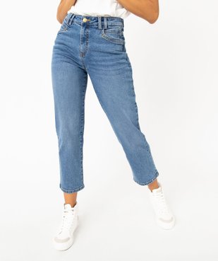 Jean cropped coupe straight taille haute stretch femme vue1 - GEMO 4G FEMME - GEMO