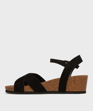 Sandales à talon compensé et larges brides croisées en suédine femme - Valentina Baldano vue3 - VALENTINA BALDA - GEMO