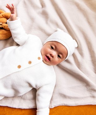 Gilet brassière bébé à col rond en maille tricotée vue5 - GEMO(BB COUCHE) - GEMO