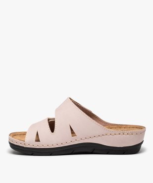 Mules femme confort unies dessus cuir à brides scratch  vue3 - G'FLEX - GEMO