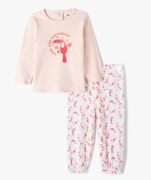 Pyjama bébé fille deux pièces à motifs oiseaux exotiques vue1 - GEMO(BB COUCHE) - GEMO