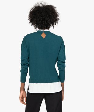 Pull femme effet 2 en 1 avec col chemise froncé vue3 - GEMO(FEMME PAP) - GEMO
