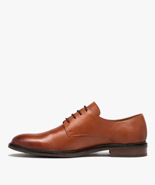 Derbies homme classiques dessus cuir uni à lacets vue3 - GEMO(URBAIN) - GEMO