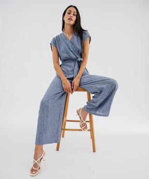 Combinaison pantalon cache-cœur à fines rayures femme vue5 - GEMO(FEMME PAP) - GEMO