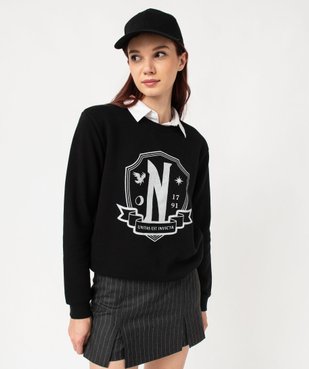 Sweat avec col chemise et motif pailleté femme - Wednesday vue2 - WEDNESDAY - GEMO