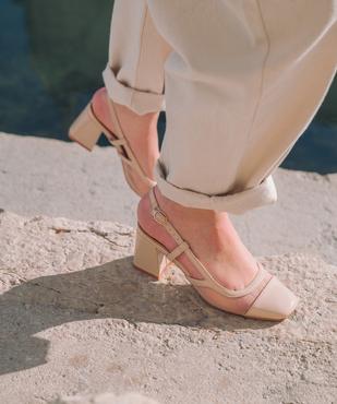 Escarpins slingback vernis à talon large et bout carré femme - Follow Me vue1 - FOLLOW ME - GEMO