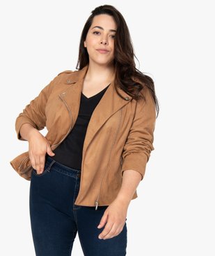 Veste femme en suédine esprit biker vue1 - GEMO (G TAILLE) - GEMO
