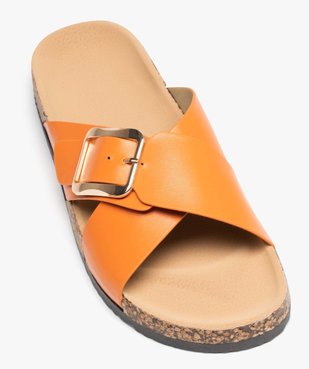 Mules femme unies à brides larges et croisées avec boucle dorée vue5 - SANS MARQUE - GEMO