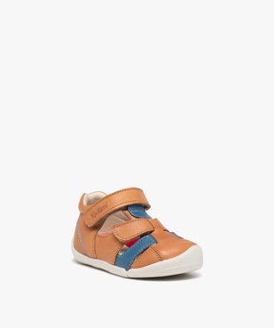 Chaussures premiers pas bébé garçon en cuir bicolore et à scratch - Kickers vue2 - KICKERS - GEMO