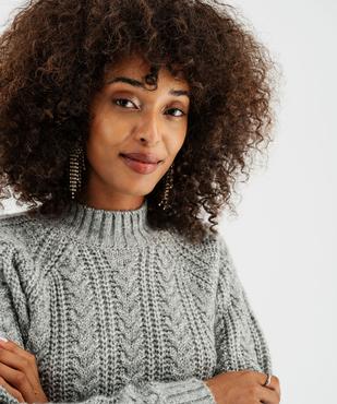 Pull à torsades en maille pailletée femme vue2 - GEMO(FEMME PAP) - GEMO
