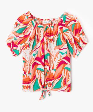 Blouse à manches ballon avec nœud en viscose froissée fille vue1 - GEMO 4G FILLE - GEMO