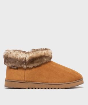 Chaussons boots en suédine avec col fourré femme - Isotoner vue1 - ISOTONER - GEMO
