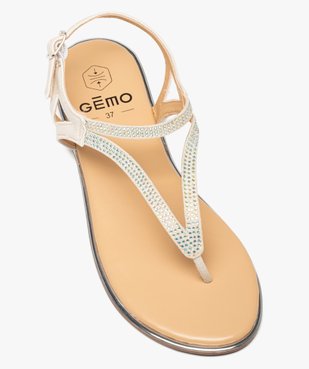 Sandales femme plates à entre-doigts ornées de strass  vue5 - GEMO (CASUAL) - GEMO