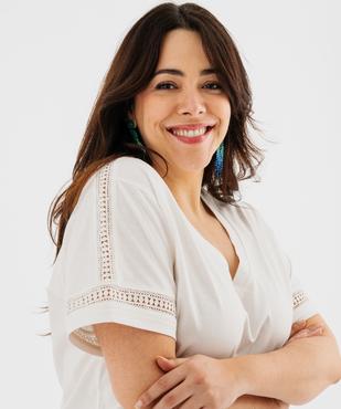 Tee-shirt manches courtes avec détails brodés femme grande taille vue2 - GEMO 4G GT - GEMO