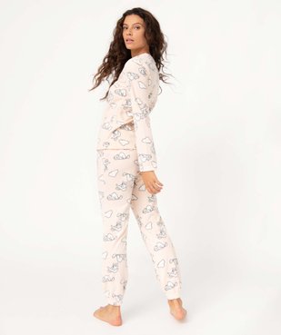 Pyjama femme en polaire à imprimé all over vue3 - GEMO(HOMWR FEM) - GEMO