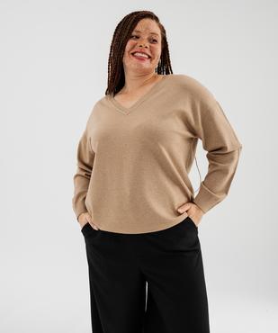 Pull fin pailleté à col V femme grande taille vue1 - GEMO (G TAILLE) - GEMO