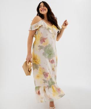 Robe longue à volants et fines bretelles femme grande taille vue4 - GEMO (G TAILLE) - GEMO