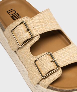 Mules plateforme 2 brides en textile effet raphia femme - 5 Miles vue6 - 5 MILES - GEMO