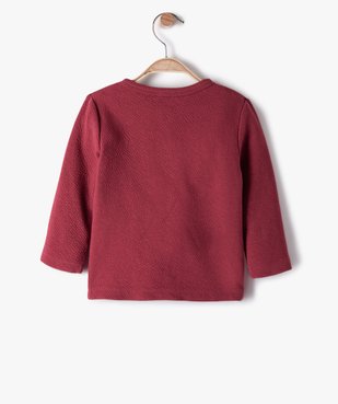 Sweat bébé fille gaufré à boutons-pression vue3 - GEMO(BEBE DEBT) - GEMO