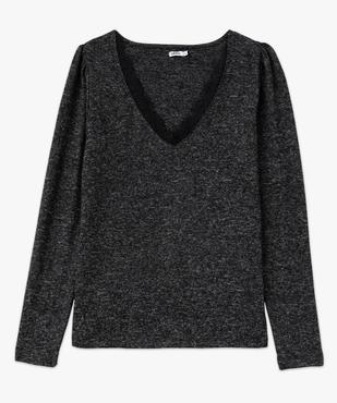 Tee-shirt à manches longues en maille avec col dentelle femme vue4 - GEMO(FEMME PAP) - GEMO