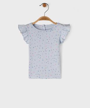Tee-shirt manches courtes en maille fantaisie avec volants bébé fille vue4 - GEMO(BEBE DEBT) - GEMO
