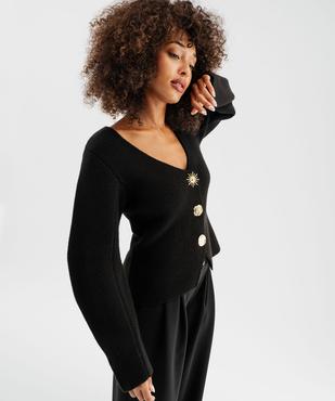 Gilet col V avec boutons fantaisie femme vue2 - GEMO(FEMME PAP) - GEMO