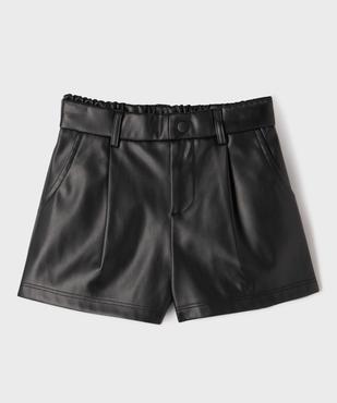 Short ample en cuir imitation à taille élastiquée fille vue1 - GEMO (ENFANT) - GEMO