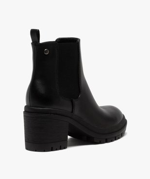 Boots femme chelsea unies à talon et semelle crantée vue4 - GEMO(URBAIN) - GEMO