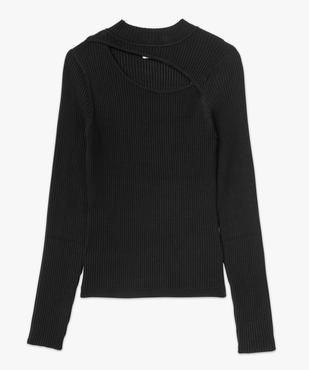 Pull côtelé à col montant avec ouverture buste femme vue4 - GEMO 4G FEMME - GEMO