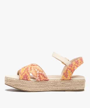 Sandales femme plateforme en corde dessus toile vue3 - GEMO (CASUAL) - GEMO