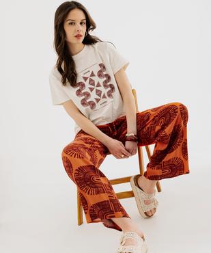 Pantalon large en viscose froissée femme vue6 - GEMO 4G FEMME - GEMO